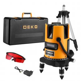 Уровень лазерный самовыравнивающийся в кейсе DEKO DKLL02RB PRO PREMIUM со штативом 1 м (2 линии, красный луч) 065-0102-2
