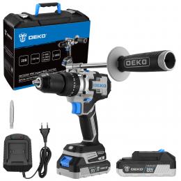 Дрель-шуруповерт аккумуляторная ударная бесщеточная DEKO ZKCD20V PRO Impact в кейсе, 20В, 135 Нм, 2x3.0Ач 084-1034