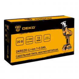 Сабельная пила аккумуляторная DEKO DKRS20-Li-ion, 20В, 1x3.0Ач 085-1069