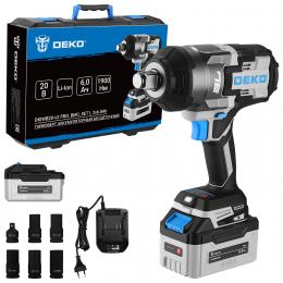Гайковерт аккумуляторный бесщеточный DEKO DKIWB20-v2 PRO, в кейсе с набором, 2x6.0Ач 081-1250