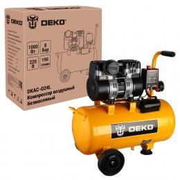 Компрессор воздушный безмасляный малошумный DEKO DKAC-O24L (24 л, 1000 Вт, 190 л/мин) 081-3230